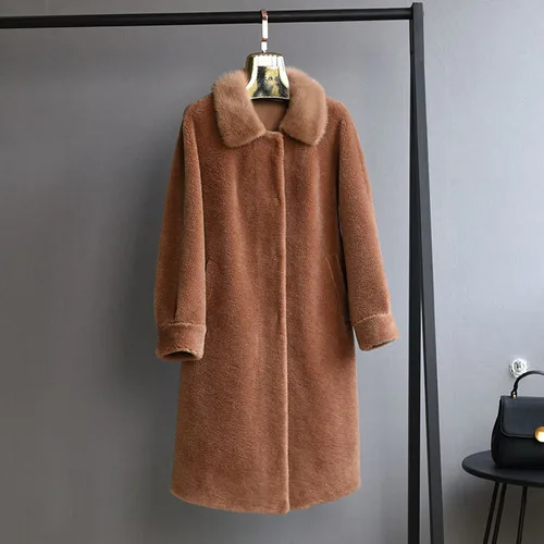 Photo color OFTBUY длинная парка зимняя куртка Женское пальто из натурального меха тканая шерсть плюшевый флис медведь плюшевые норковые меховые Лоскутные уличные - Цвет: Photo color