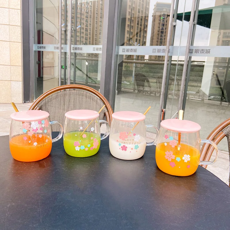 Креативная маленькая стеклянная чашка со шкалой милая крышка с ложкой чашки для