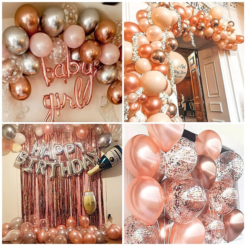 

12inch Rose Gold Confetti Balloons Set Helium Balloons Birthday Party Wedding Decoration Anniversary Globals Baby Shower Balloon