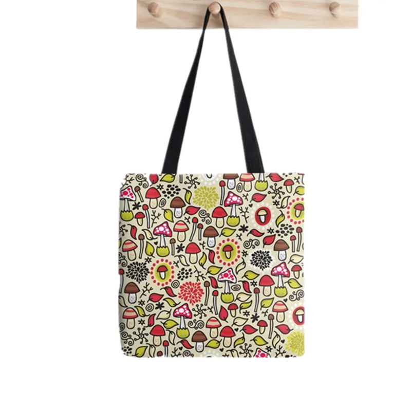 

Женская холщовая сумка-шоппер с рисунком грибов