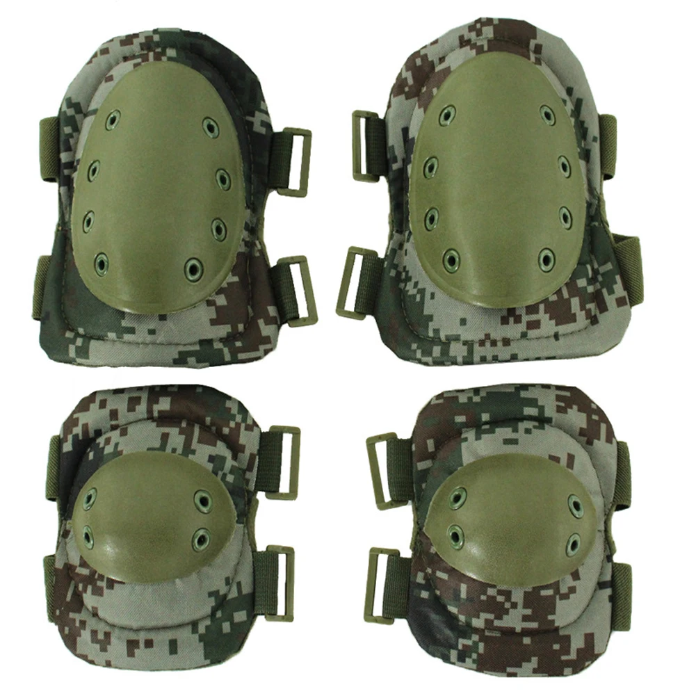 4pcs Outdoor Sports Adult Protective Pad Set Anti Collision Adjustable Straps Soft Shell Hiking Knee Elbow Mountaineering| |