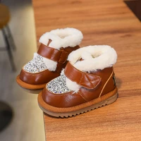 2021 winter fashion toddler girl shoes martin boots cotton warm kids snow boots cute rabbit ears baby girl furry brown shoes 1 3