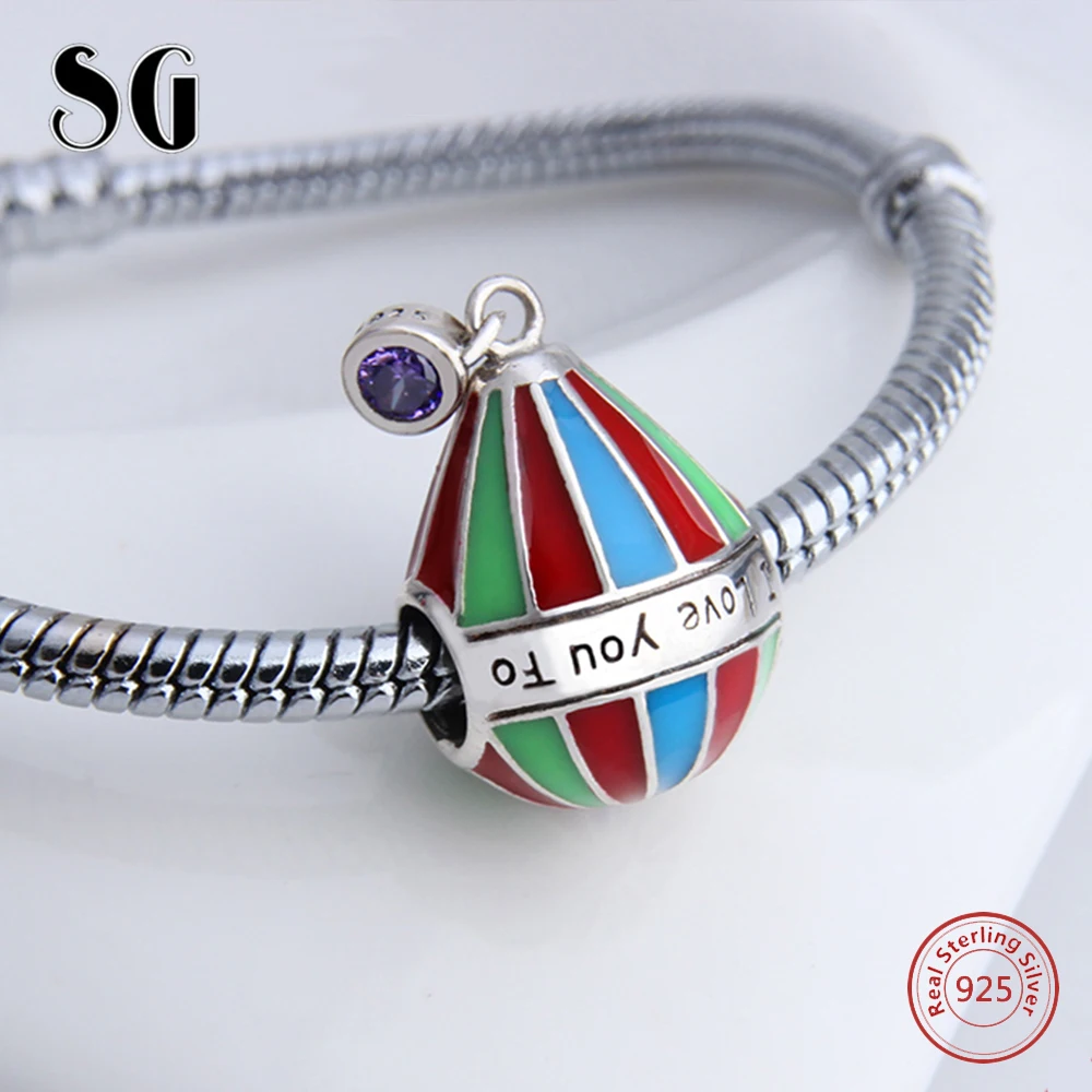 Fit Authentic European Charms Bracelet Silver 925 Original Hot Air Balloon Beads for Women Color Enamel Zircon Fashion Jewelry | Украшения