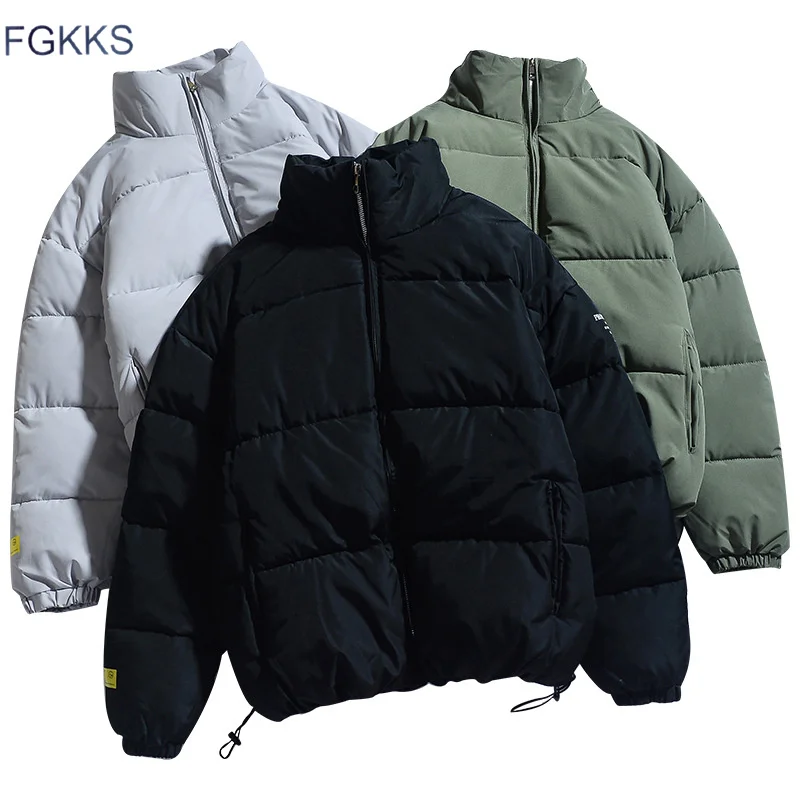 

Fgkks inverno novos homens de cor parkas qualidade marca gola masculina quente grosso jaqueta masculina moda casual parka casaco