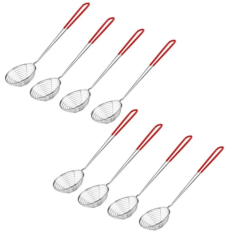 8 Pieces Stainless Steel Spider Strainer Spoon Small Wire Skimmer Colander for Hot Pot, Tortellini and Meatball