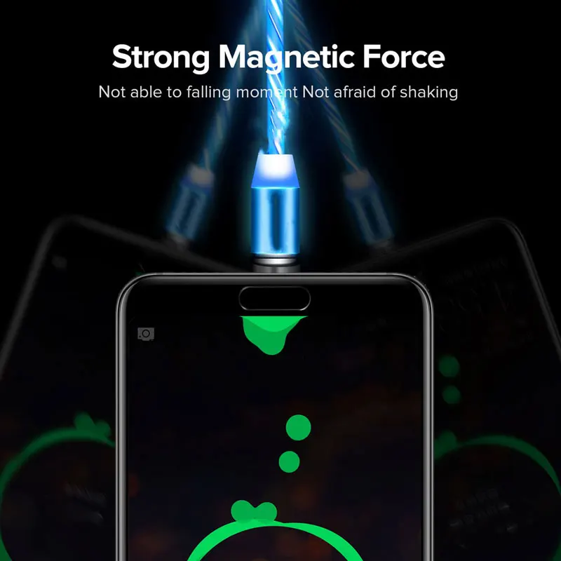 Кабель зарядный Магнитный со светодиодсветодиодный подсветильник кой Micro USB Type-C 1