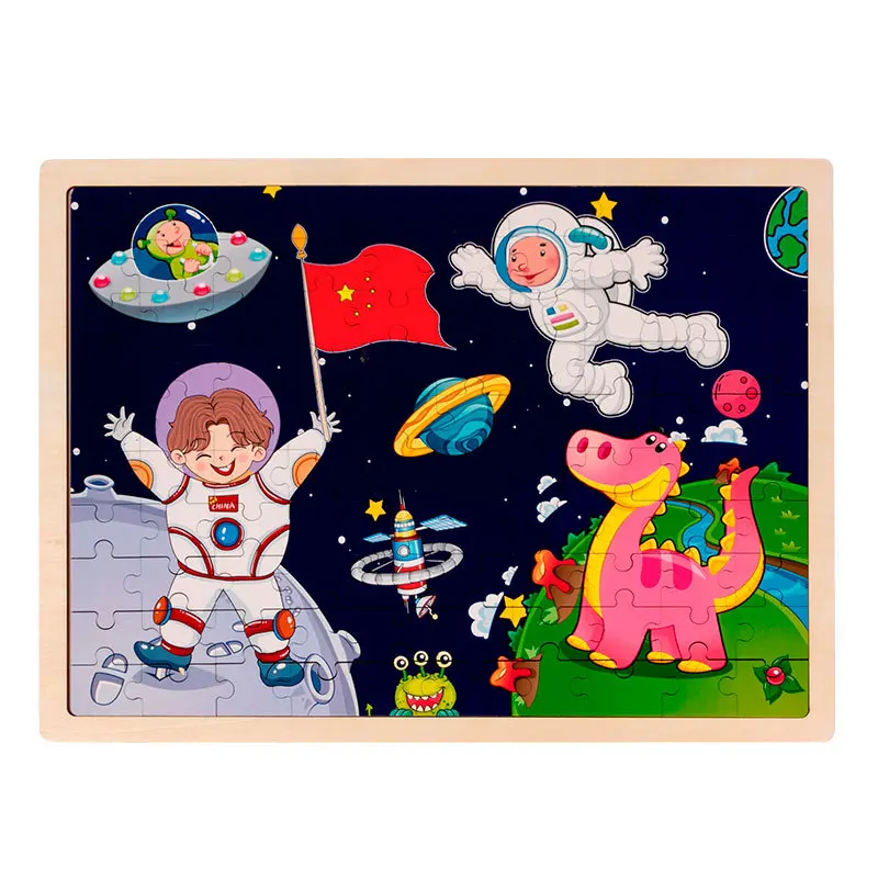 Rompecabezas de madera 3D de gran tama&ntilde;o para ni&ntilde;os, puzle de dibujos animados, juguete educativo, 24/48/2020 Uds., novedad de 100-5