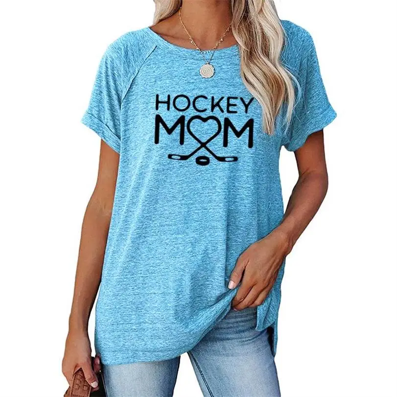 

T-shirts Women 2021 Letter Summer Tshirt HOCKEY MOM Love Mother Mama Top Lady Print Clothes Graphic Female Tee T-Shirt