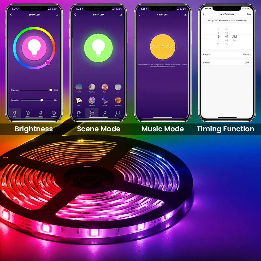 Светодиодная ленсветильник RGB с дистанционным управлением по Wi Fi 5/10 м 5050 полный