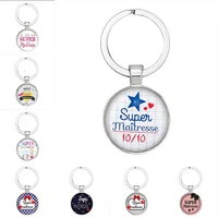 2020 teacher thank you text keychain love pendant glass pendant keychain high quality car bag keychain teachers day gift