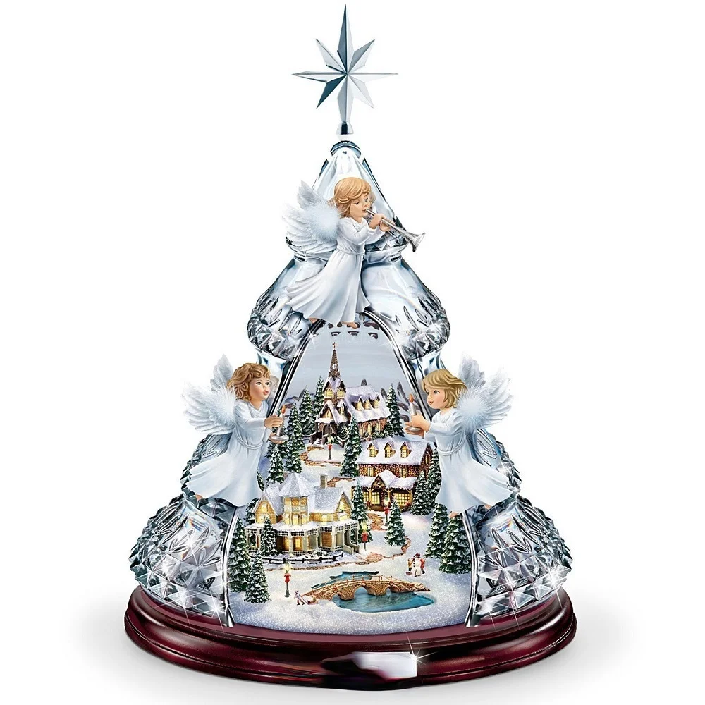 

2021Christmas Tree Rotating Sculpture Train Decorations Paste Window Paste Stickers Christmas Decorations Winter Home Decoration