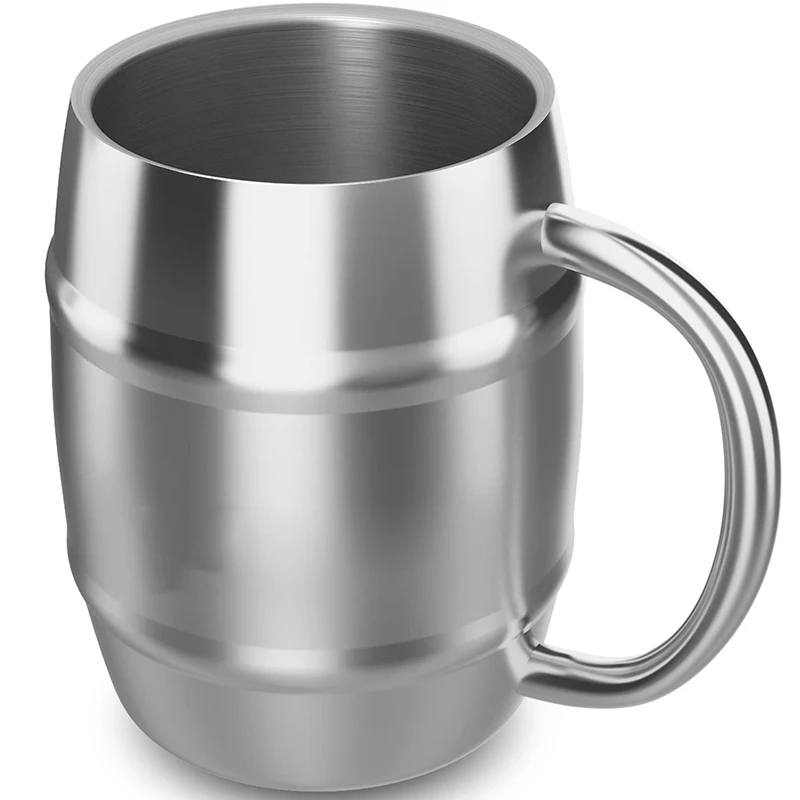

350/550ML Stainless Steel Coffee Beer Mug, Double Wall Barrel Mug, Cup Tankard Stein for Office Kitchen Tools