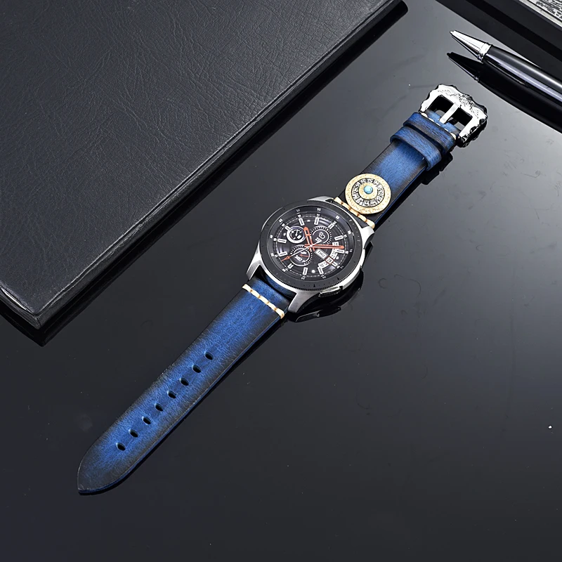 Genuine leather strap For galaxy watch 42mm 46mm decompression chinese zodiac watchband for Huawei GT 2P 22mm Amazfit Bip 20MM
