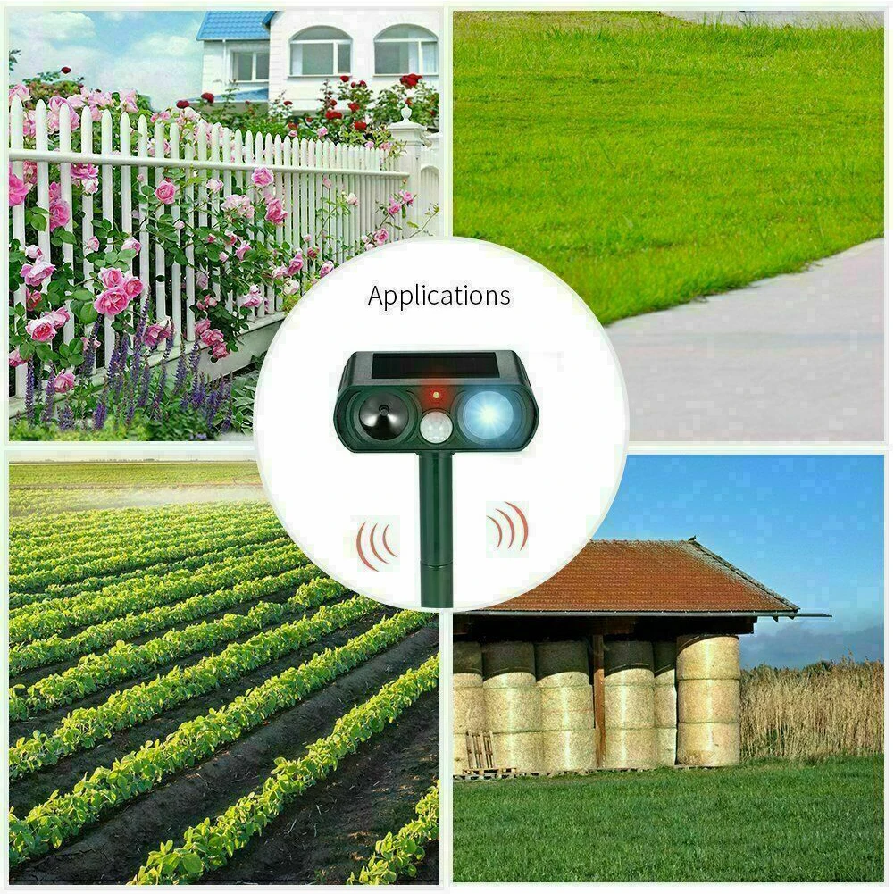 

Home Waterproof ABS Animal Repellent Scarer Easy Install Solar Powered Deterrent Dog Cat Pest Control Ultrasonic Farm