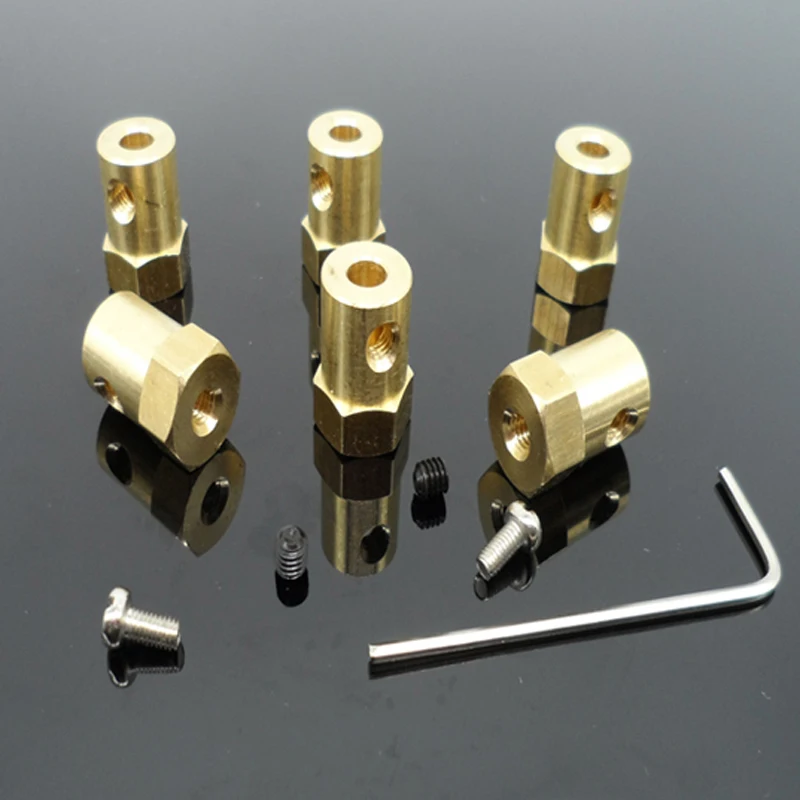 5PCS/Lot RC Model Car Wheels Connector for DC Speed Reduce Motor Hexagon Coupling Copper Couplings 3mm 4mm 5mm 6mm 7mm 8mm | Игрушки и