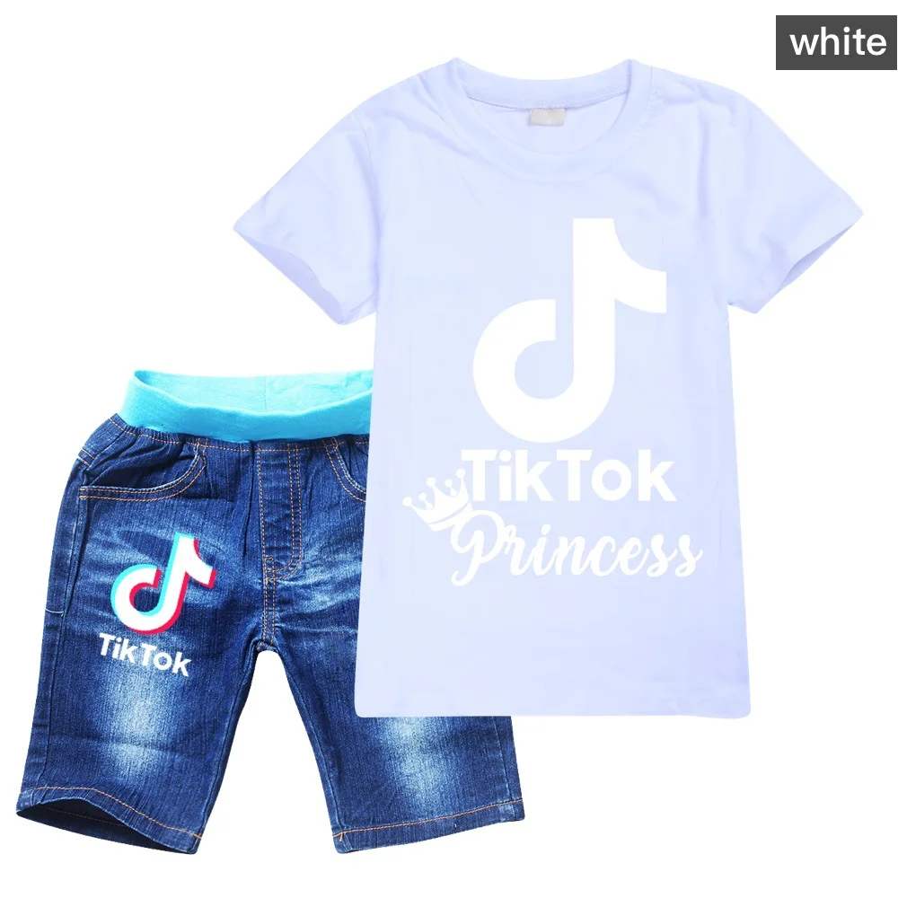 

Boys Clothing Sets Summer New Kids Boys Short Sleeve T-Shirts +Denim Shorts 2Pcs Sets Casual Teenagers Tracksuit Clothes Outfit