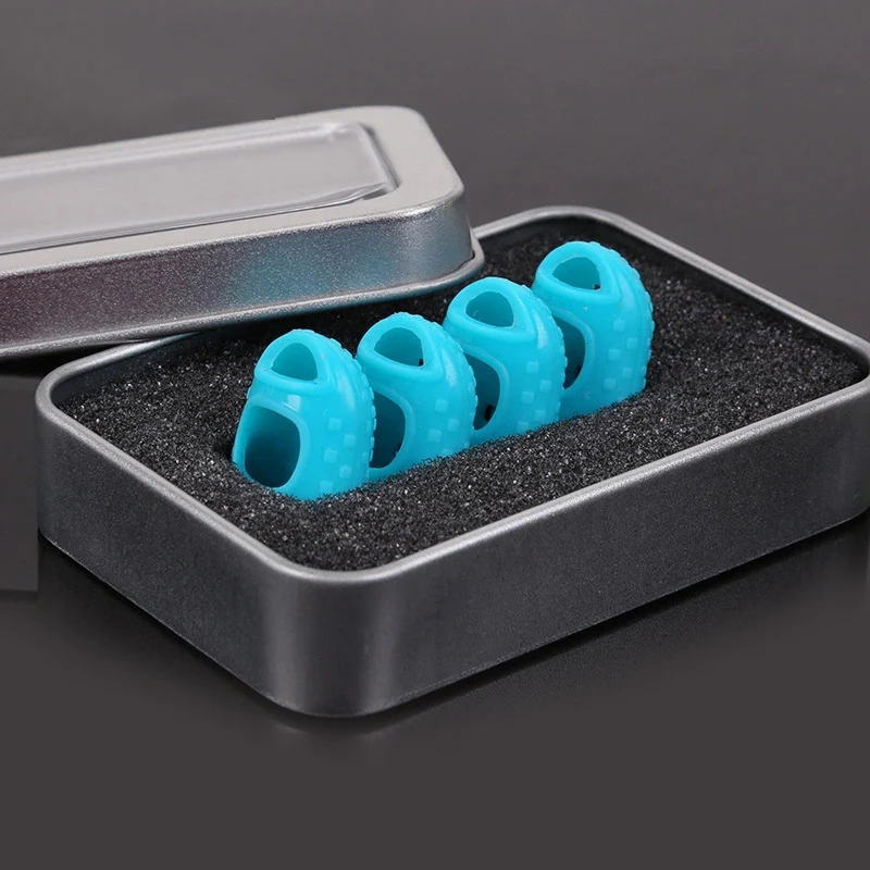 

12 Pcs Thin Guitar Thumb Picks Finger Cap Protect Fingers for Splicing Line Pressing Elastic Ukulele Finger Hat A7