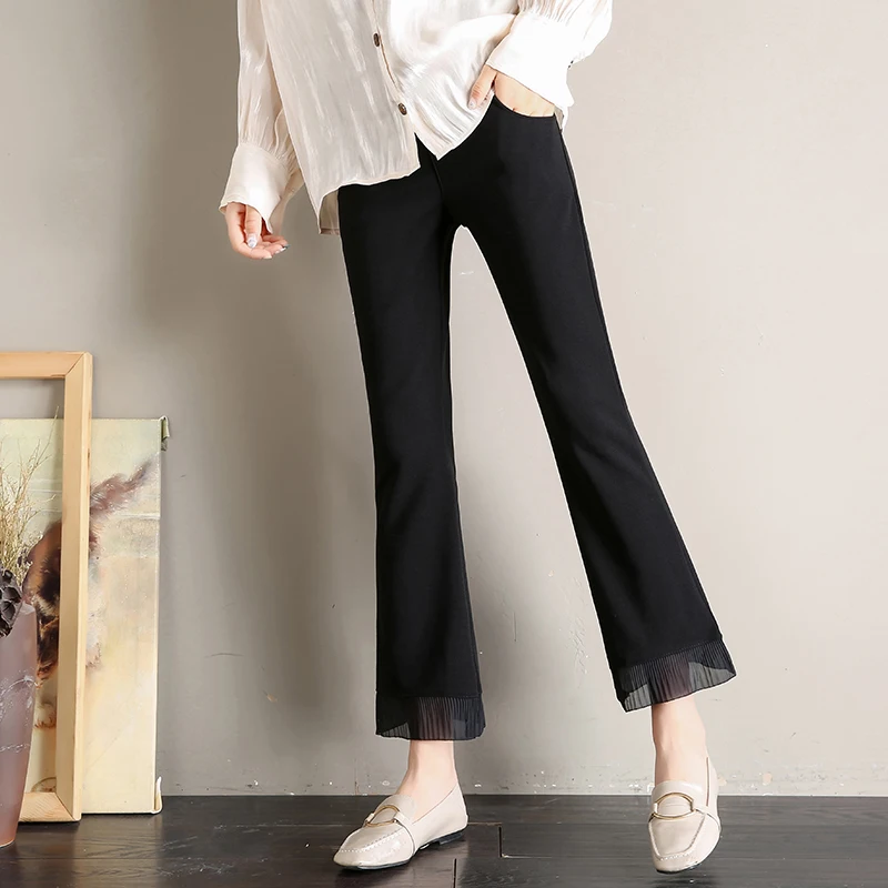Pantalones de maternidad negros para mujeres embarazadas, moda coreana, cintura el&aacute;stica, vientre, OL, Primavera, 3369, 2021, #9/10-2