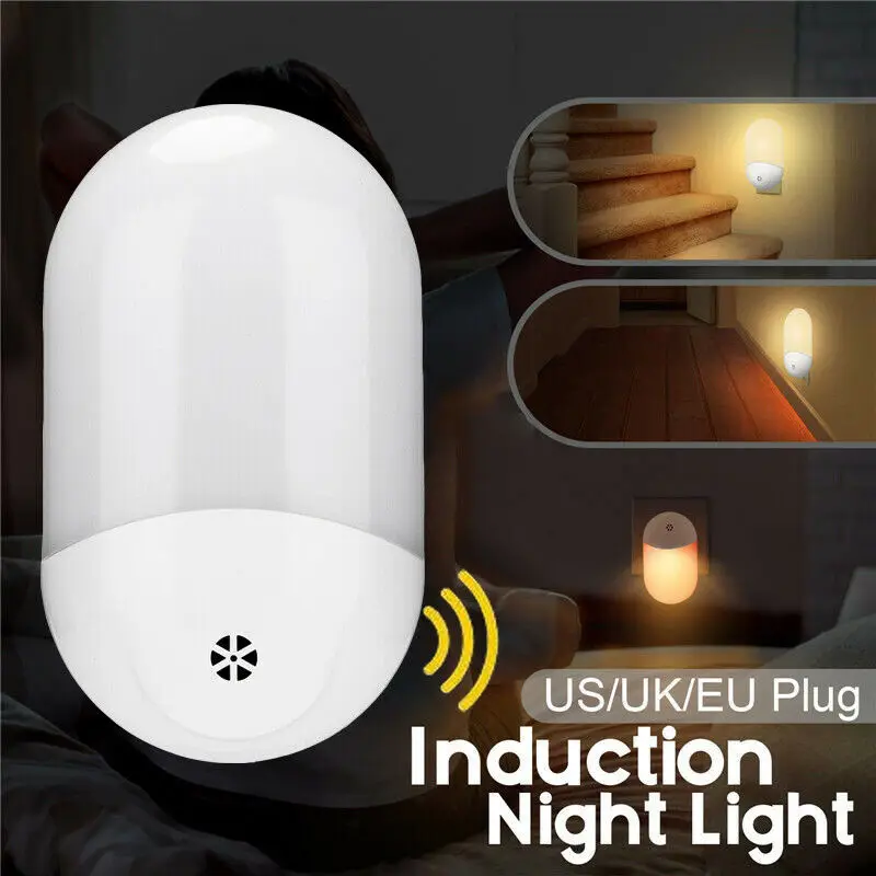 US EU UK Plug in Sensor Induction LED Night Light Dusk to Dawn Lamp Bulb For Bedroom Kid Bedside Indoor | Освещение
