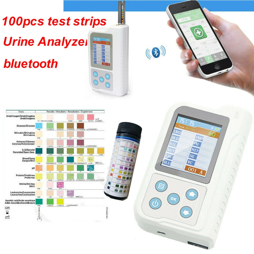 

New BC401 Portable Urine Analyzer USB Bluetooth Digital Urine Analyzer Urinalysis Teste Meter 800PCS Test Strip App