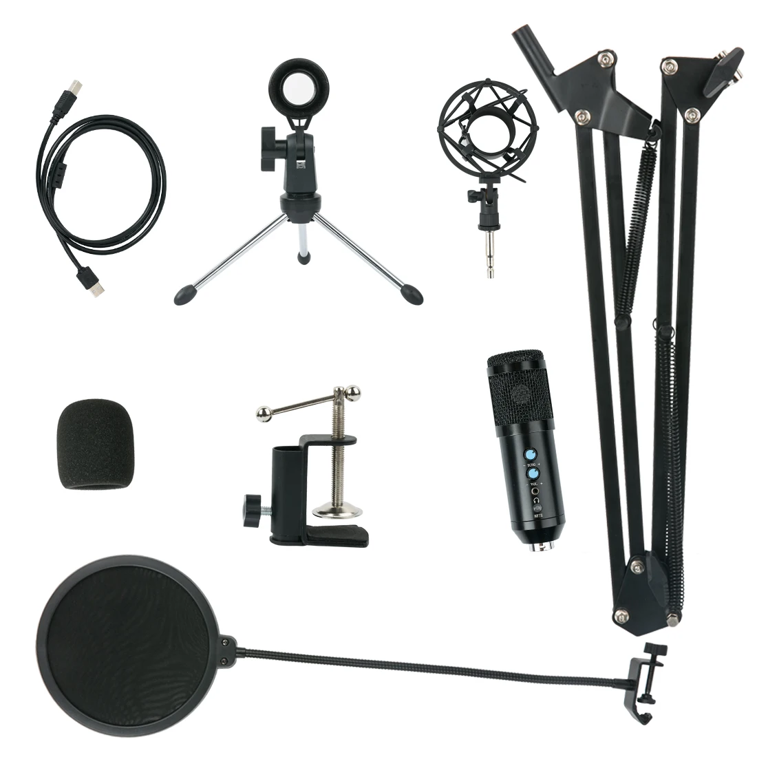 

BM858 Condenser Microphone Kit Studio Recording BM 858 USB Computer Microphone with Adjustable Arm Stand Shock Mount for YouTube