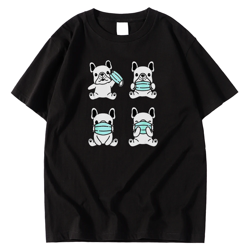 

Men's T-shirt Cute Pug Dog Wearing Mask Cartoon Print Men's T-shirt Summer New Top Short Sleeve Graphic T-shirt Harajuku Men