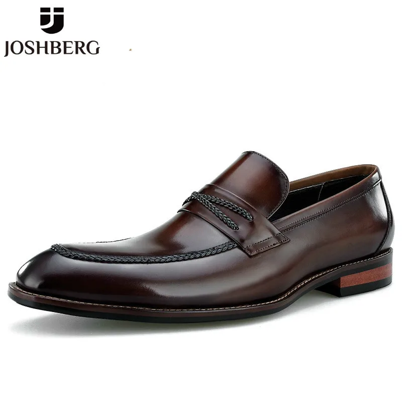 JOSHBERG/Лидирующий бренд Мужская обувь свадебные туфли из коровьей кожи Цвет Черный