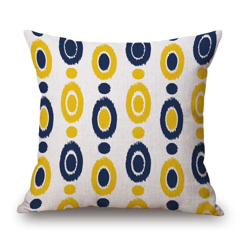 

Nordic Style Blue Geometric Printed Cushion Cover Yellow Home Decorative Pillow Cover For Sofa Chair Soft Throw Pillow Case