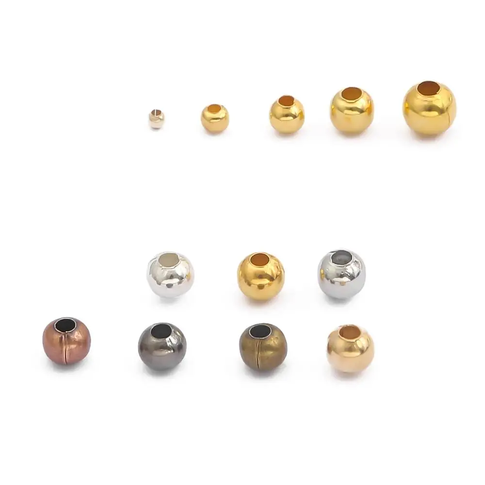 Золотистые/Бронзовые/серебристые металлические бусины диаметр 2/3/4 мм круглые