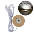 83XC маленький тонкий светодиодный деревянный дисплей с основанием из смолы, художественный дисплей, круглая деревянная Ночная поделка