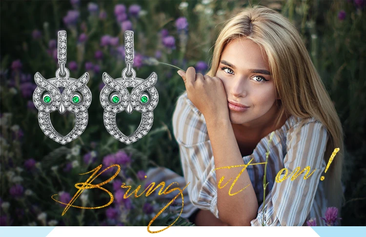 JewelryPalace зелеными глазами Сова 0.2ct Nano России имитация изумрудные серьги 925 серебро подарки для Для женщин ювелирные изделия