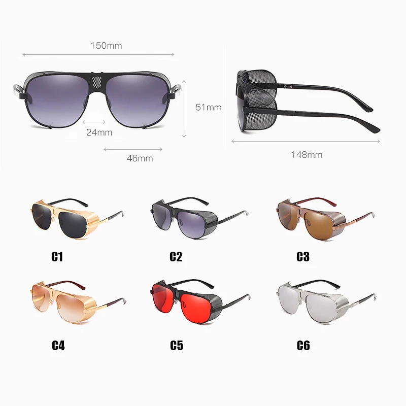 

Luxury Steampunk Gothic Sunglasses for Men Women Vintage Brand Metal Goggles Sun Glasses for Outdoor UV400 Gradient Eyewear Male