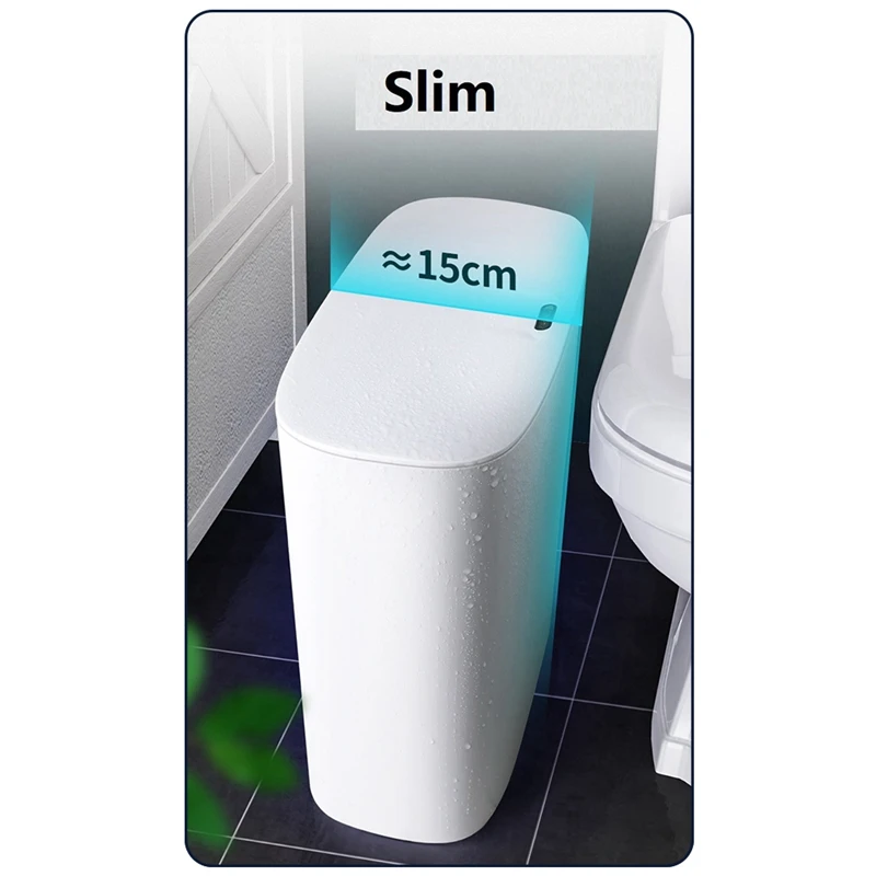 

Smart Sensor Trash Can Electronic Automatic Household Bathroom Toilet Waterproof Narrow Seam Sensor Bin