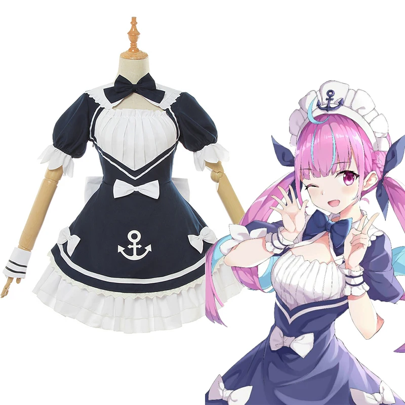 

Костюм для косплея Минато Аква Vtuber, костюм горничной для Хэллоуина, карнавала, вечеринки, Женский Аниме Костюм для косплея