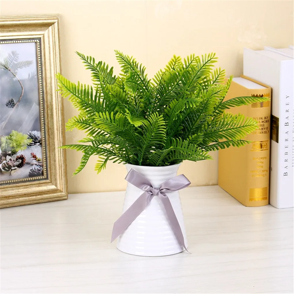 

Artificial Green Fern Wedding Party Decorative PVC Fake Plant Grass Home Office Hotel Plant Decor, 5 Branches