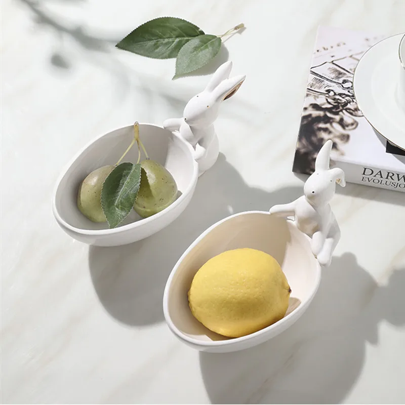 Керамическая Фруктовая тарелка декоративный поднос для хранения кролика