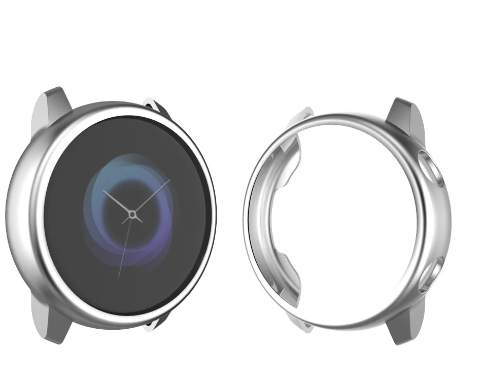 Серебристый Мягкий чехол из ТПУ для samsung Galaxy Watch Active, Защитная пленка для экрана, 8 цветов, защитный чехол для Galaxy Active, 40 мм, SM-R500 - Цвет: Серебристый