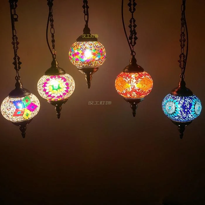 Lámparas colgantes pequeñas decorativas de vidrio turco para restaurante, decoración creativa con personalidad, estilo bohemio, para Bar, pasillo, café
