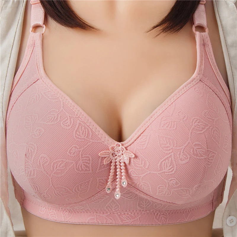 

Plus Size Ladies Bras Push Up Wire Free Soft Underwear Full Cup Bow Knot Ladies Thin Cup Lingerie Daily Solid Bras