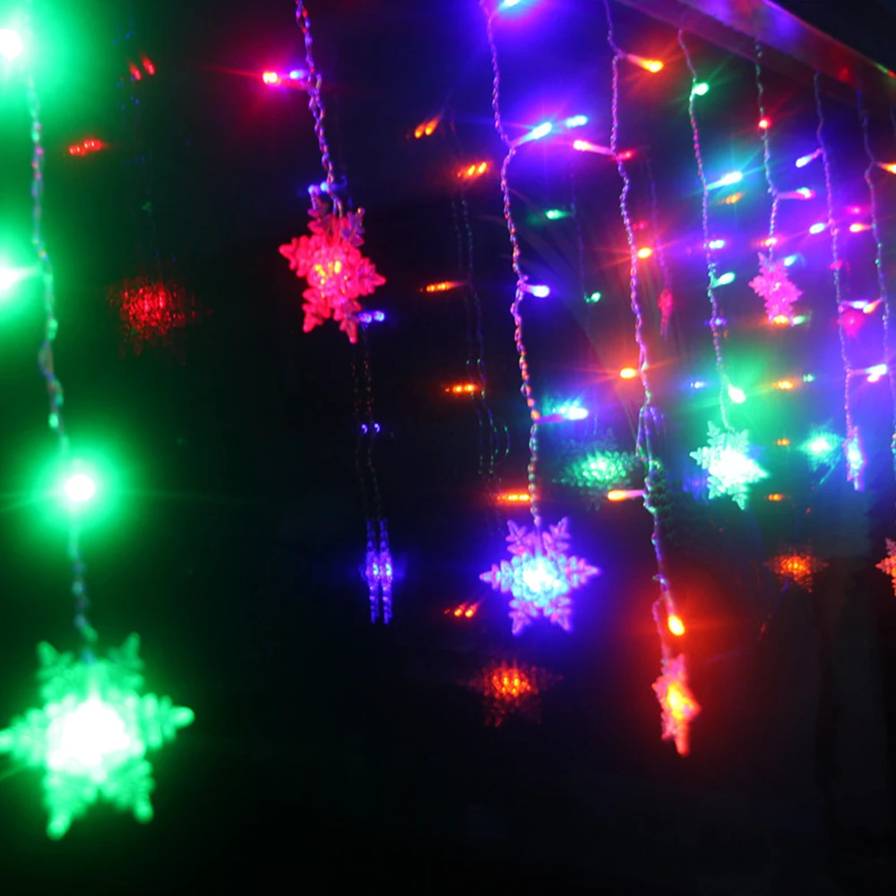 Multicolor USB Snowflake LED Strip Light Curtain Fairy Lamp Party Christmas Wedding New Year Decoration 4 Colors 1.5x0.5m 2.5x0.5m 3x1m - Испускаемый цвет: Multicolor