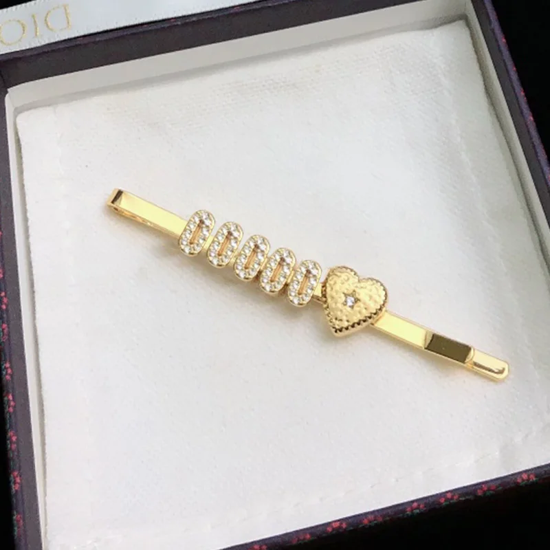 

French 100chareiharper letter logo shaped brand hairpin, crystal rose gold inlaid diamond chain, dustproof bag with box,