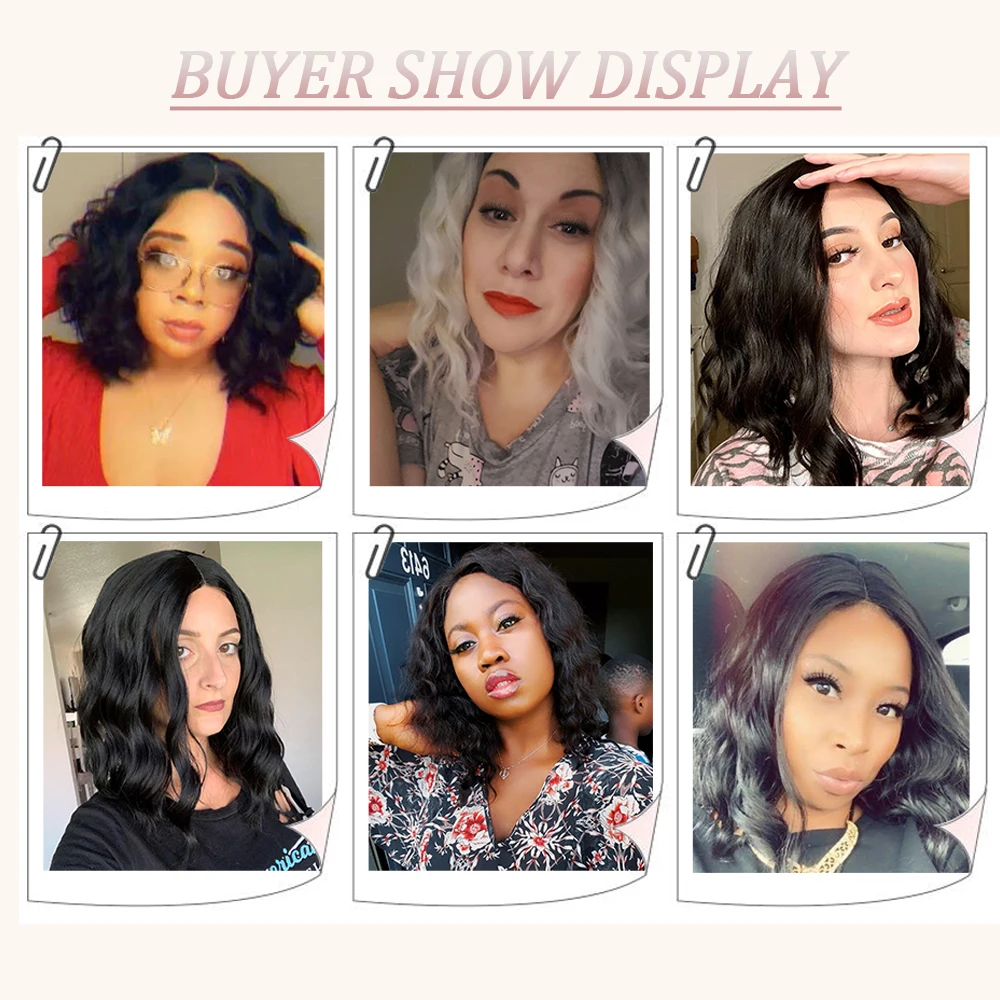 

LINGHANG Synthetic Wig 14 Inches Medium Wave Lace Wigs For Women Heat Resistant Fiber Lolita Cosplay Daily Blonde Pink Wig