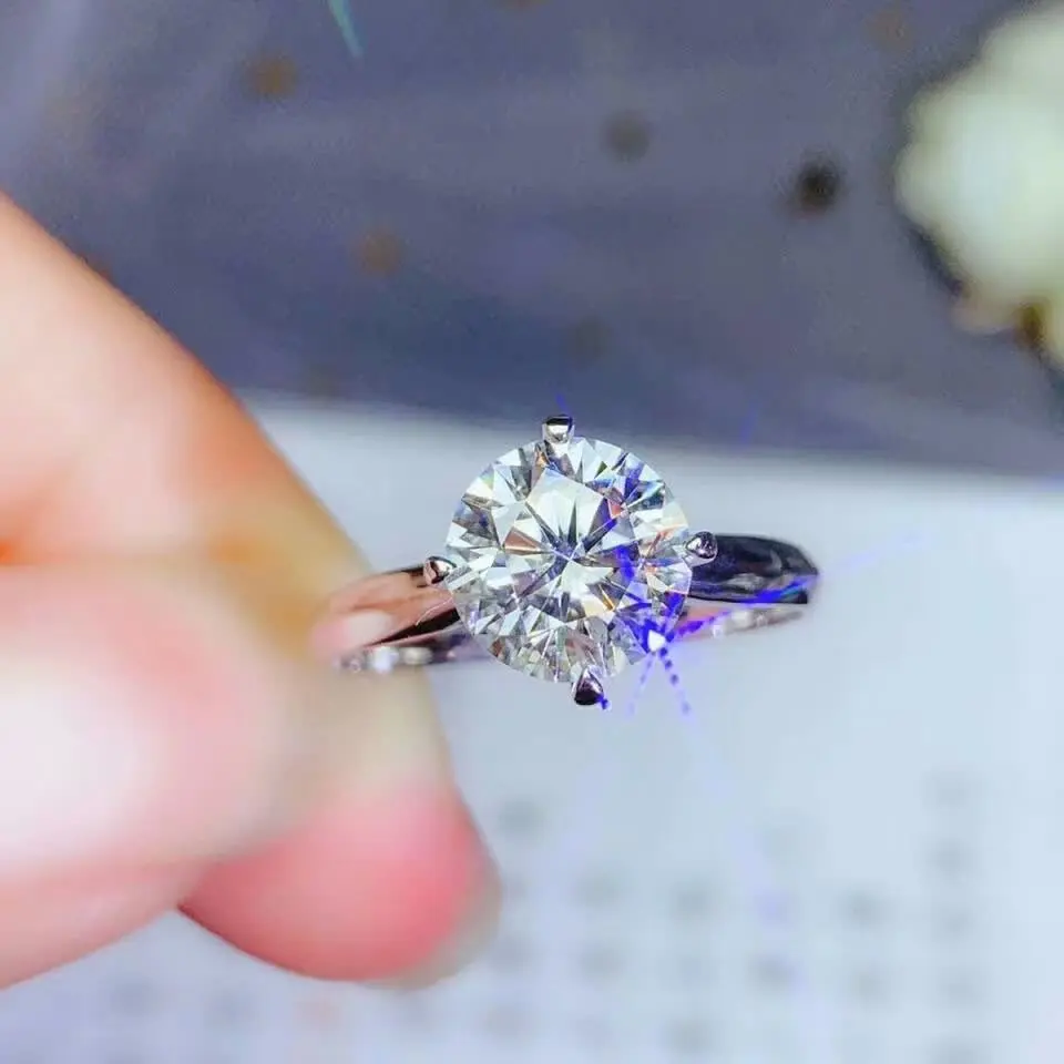 Shilovem 18k Белое Золото Moissanite алмазные кольца женские классические свадебные растения Рождественский подарок 8*8 мм vvs bj080888sz
