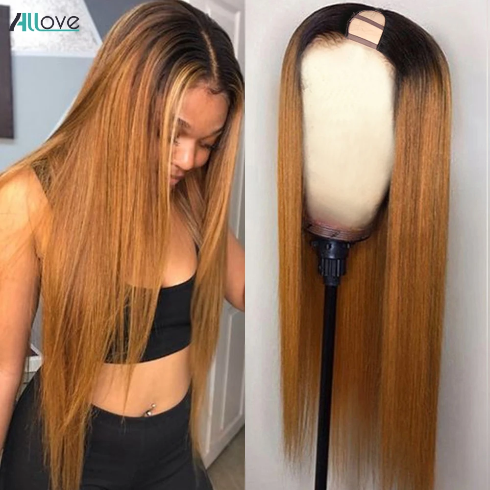 Парик U образной формы для женщин парик из светлых человеческих волос с эффектом