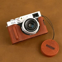 for fujifilm x100v fuji x 100v genuine leather half camera case bag lens cap