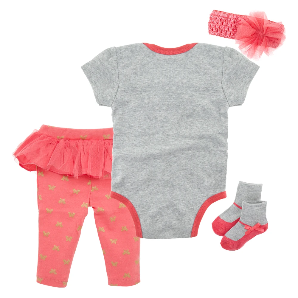 Одежда для маленьких девочек комплекты одежды из 4 предметов хлопковые