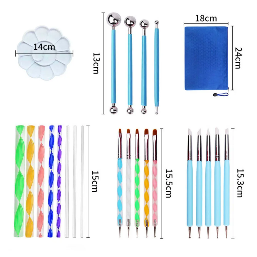 

32pcs Mandala Dotting Tools Set Portable Multifunction Embossing Dot Kit Dotting Pens Brush Acrylic Rods For Painting Rocks