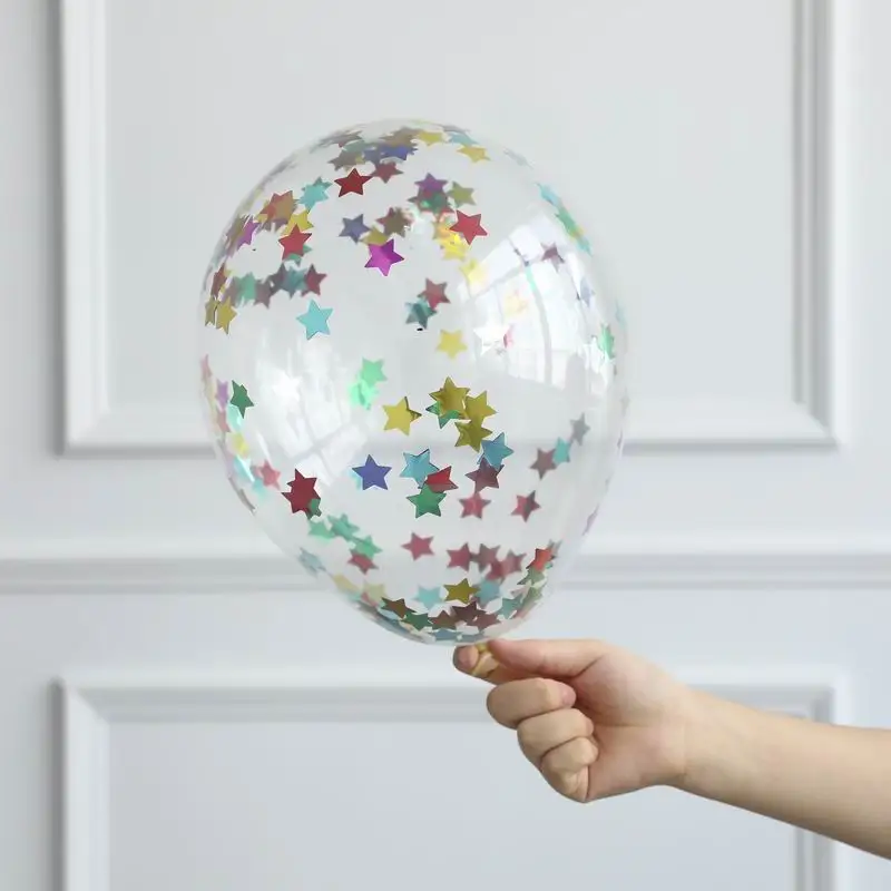 colorful star 10 шт./лот, прозрачные воздушные шары, Золотая Звезда, конфетти из фольги, прозрачные воздушные шары с днем рождения, детский душ, украшения для свадебной вечеринки - Цвет: colorful star