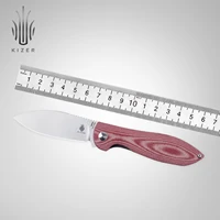 kizer hunting folding knife v3579n3 infinity red micarta handle 2021 new n690 steel flipper outdoor survival camping knife