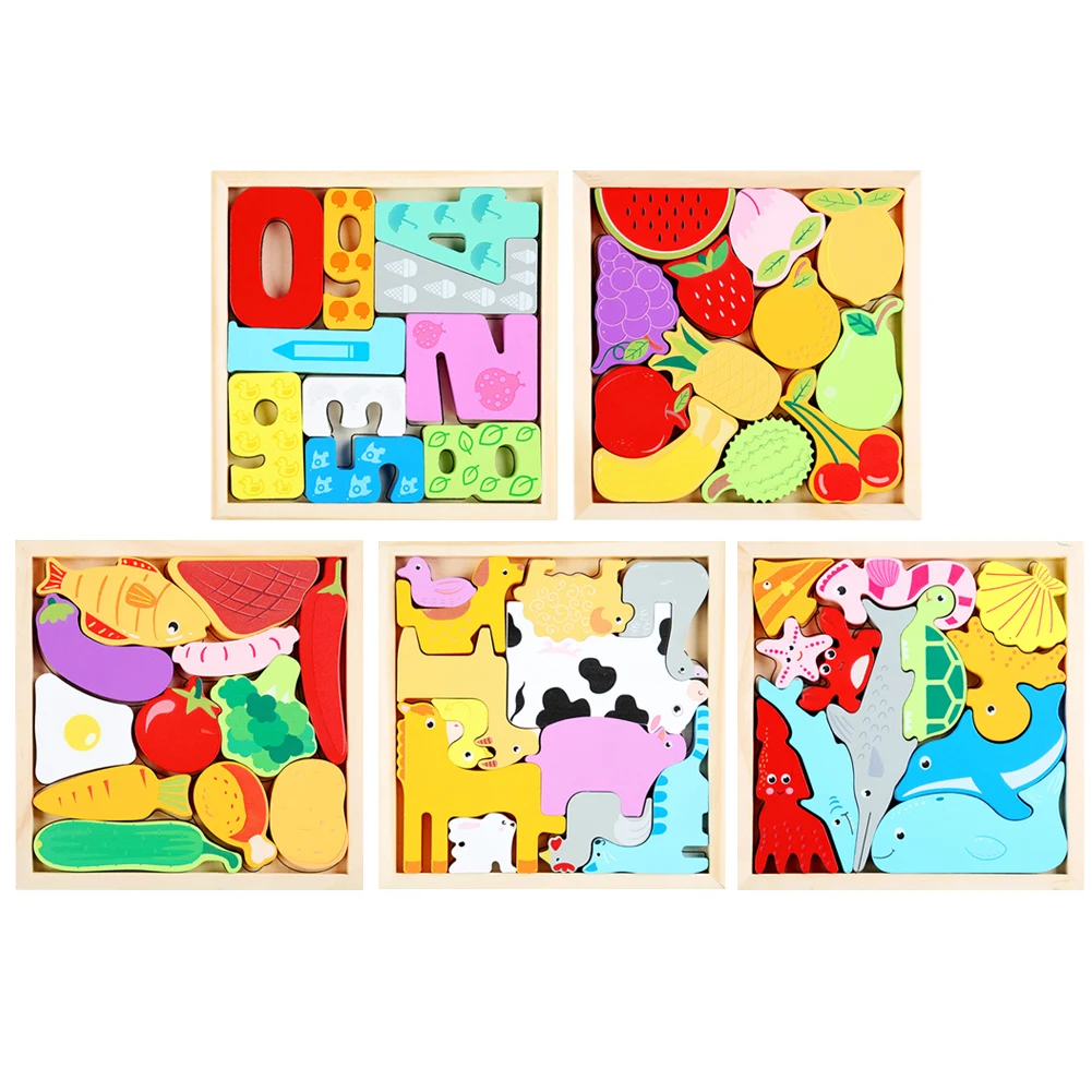 

Colorful 3D Animal Jigsaw for Kids Wooden Hand Grasping Board Puzzles Toy Montessori Early Education Toy for Pre-school Kids